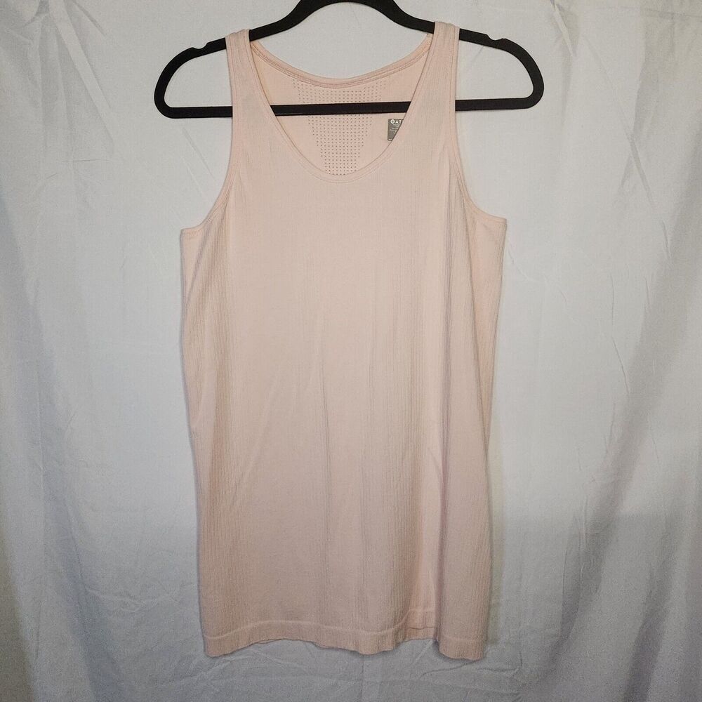 Athleta Womens XL Seamless Ribbed Perforated Racerback Pura Tank Top Light Pink